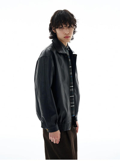 Structured PU Leather Jacket Korean Street Fashion Jacket By 77Flight Shop Online at OH Vault