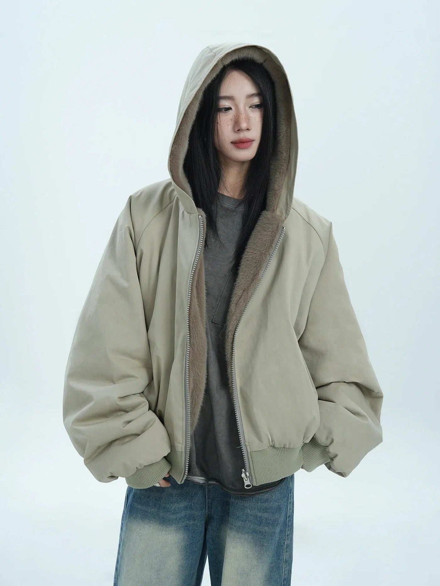 Plain & Camo Fleece Lined Hooded Jacket Korean Street Fashion Jacket By Jump Next Shop Online at OH Vault