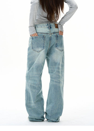 Faded Whiskers Straight Jeans Korean Street Fashion Jeans By 77Flight Shop Online at OH Vault