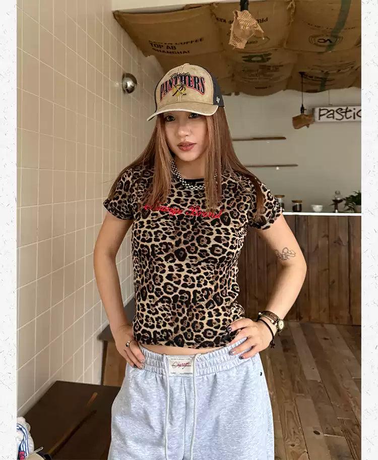 Mesh Animal Print Cropped T-Shirt Korean Street Fashion T-Shirt By Made Extreme Shop Online at OH Vault