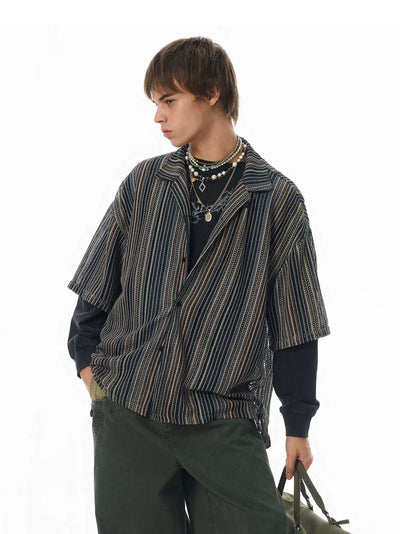 Patterned Buttoned Knit Shirt Korean Street Fashion Shirt By JHYQ Shop Online at OH Vault