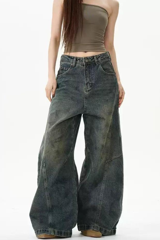 Wide Leg Versatile Jeans Korean Street Fashion Jeans By 77Flight Shop Online at OH Vault