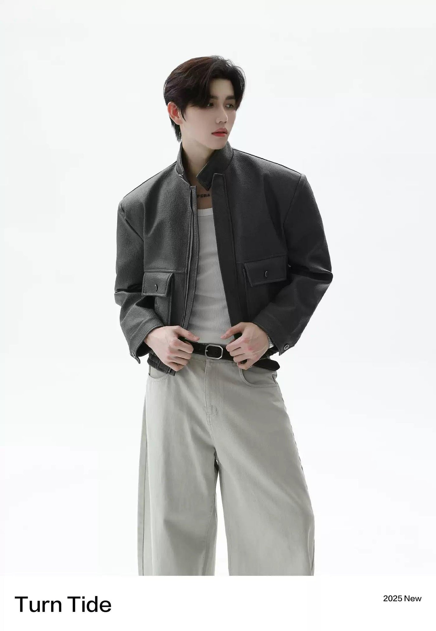 Embossed Pockets Textured Jacket Korean Street Fashion Jacket By Turn Tide Shop Online at OH Vault