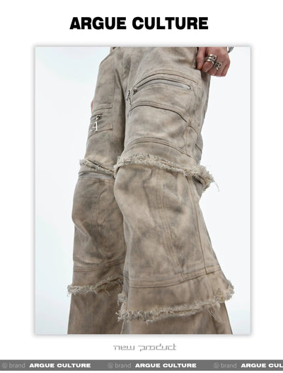 Tie-Dyed Raw Edge Cargo Pants Korean Street Fashion Pants By Argue Culture Shop Online at OH Vault