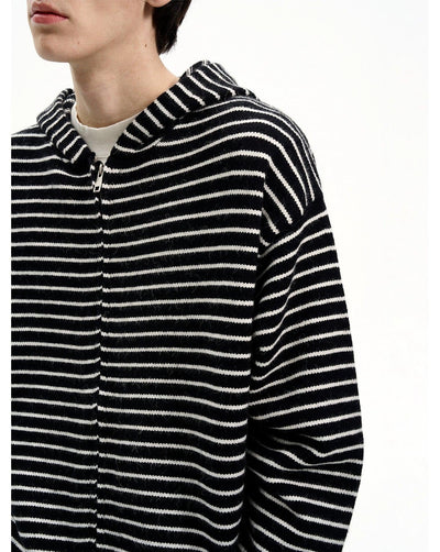Horizontal Stripes Zip-Up Hoodie Korean Street Fashion Hoodie By MaxDstr Shop Online at OH Vault