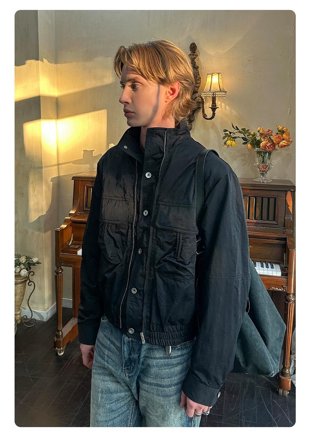 Breast Pockets Buttoned Zipped Jacket Korean Street Fashion Jacket By Made Extreme Shop Online at OH Vault
