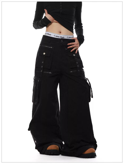 Utility Wide Leg Cargo Pants Korean Street Fashion Pants By Mr Nearly Shop Online at OH Vault