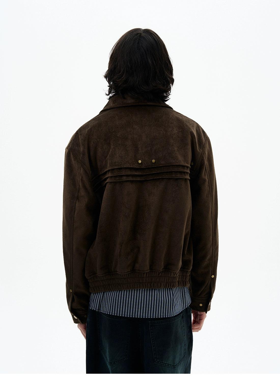 Flap Pocket Micro Suede Jacket Korean Street Fashion Jacket By 77Flight Shop Online at OH Vault