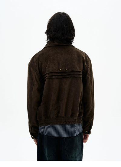 Flap Pocket Micro Suede Jacket Korean Street Fashion Jacket By 77Flight Shop Online at OH Vault