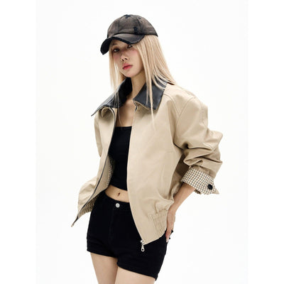 Layered Collar Ruched Hem Jacket Korean Street Fashion Jacket By MaxDstr Shop Online at OH Vault