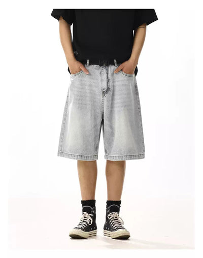 Faded Whiskers Denim Shorts Korean Street Fashion Shorts By MEBXX Shop Online at OH Vault