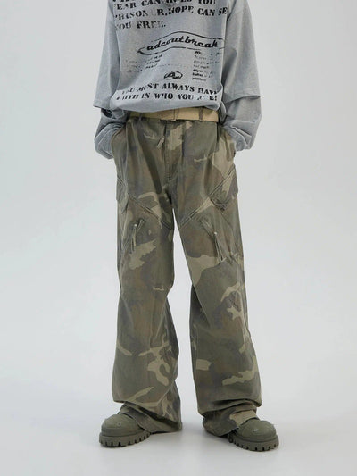 Washed Camouflage Cargo Pants Korean Street Fashion Pants By Ash Dark Shop Online at OH Vault