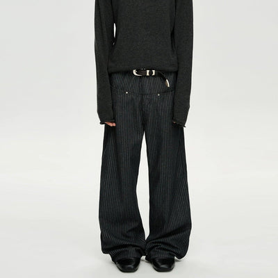 Vertical Stripes Pocket Pants Korean Street Fashion Pants By A PUEE Shop Online at OH Vault