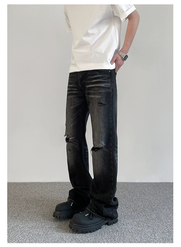 Distressed Cuts Faded Jeans Korean Street Fashion Jeans By A PUEE Shop Online at OH Vault