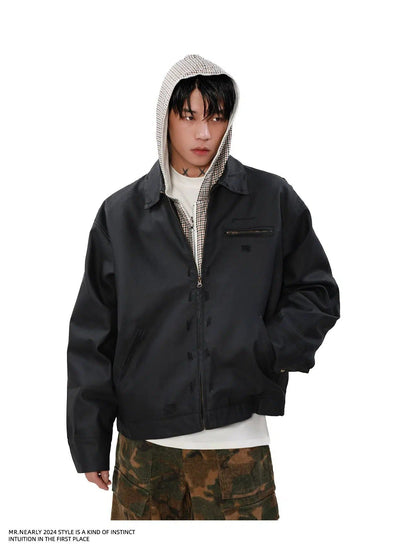 Distressed Clean Fit Zipped Jacket Korean Street Fashion Jacket By Mr Nearly Shop Online at OH Vault