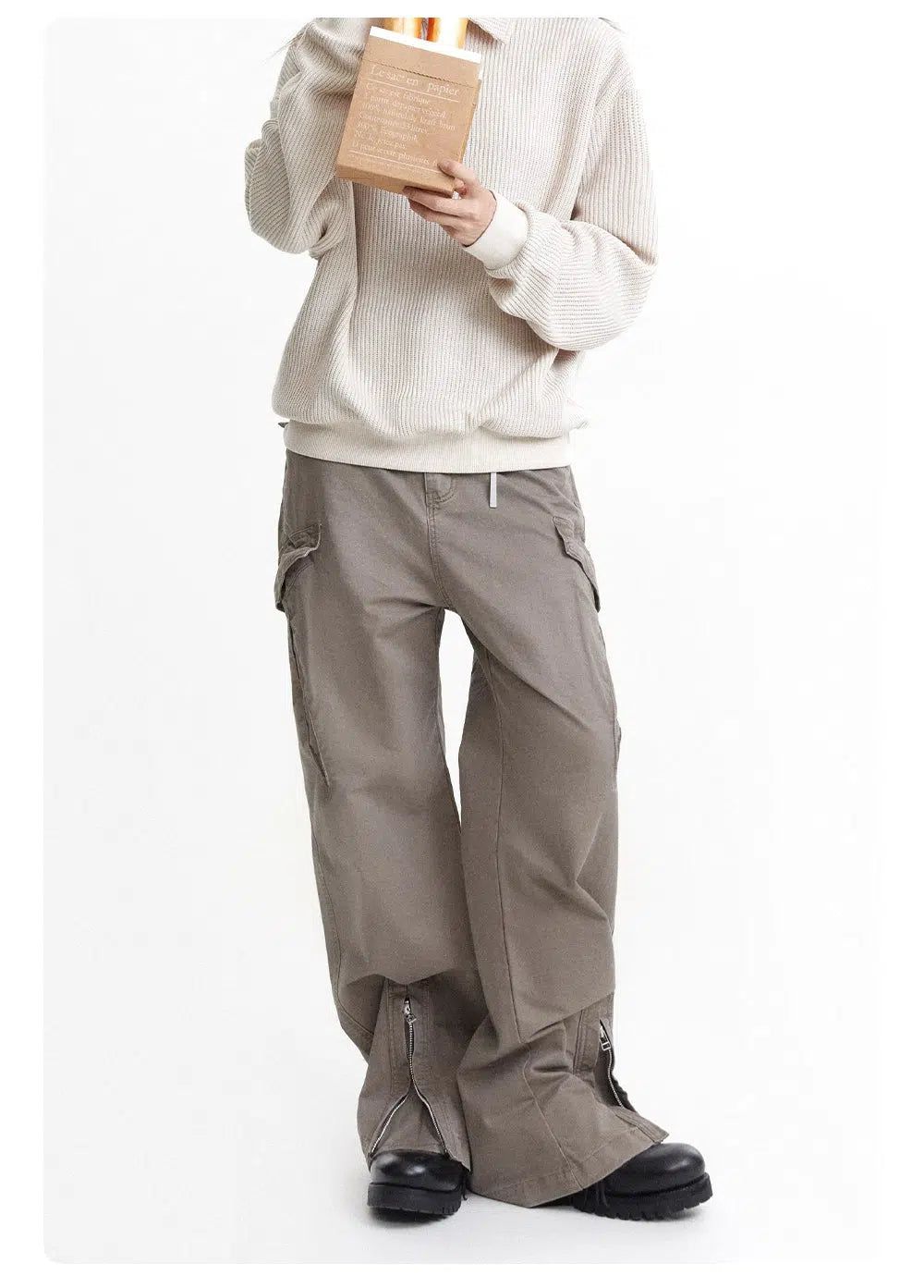 Structured Zipped Hem Cargo Pants Korean Street Fashion Pants By Made Extreme Shop Online at OH Vault