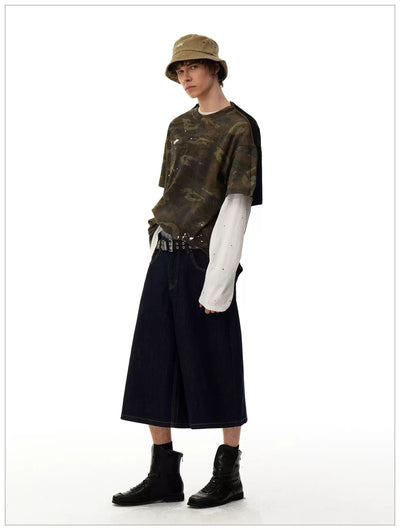 Splatter Camouflage Layered T-Shirt Korean Street Fashion T-Shirt By Mr Nearly Shop Online at OH Vault