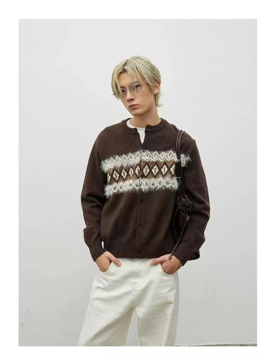 Pattern Knit Buttoned Cardigan Korean Street Fashion Cardigan By Terra Incognita Shop Online at OH Vault