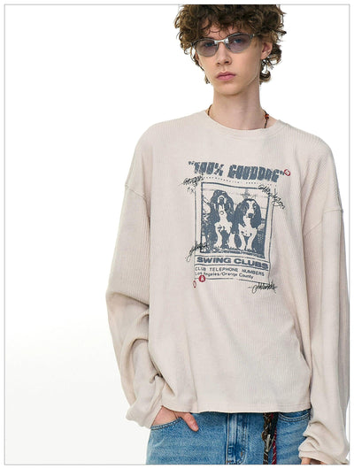 Graphic Print Relaxed Fit L/S T-Shirt Korean Street Fashion T-Shirt By Mr Nearly Shop Online at OH Vault