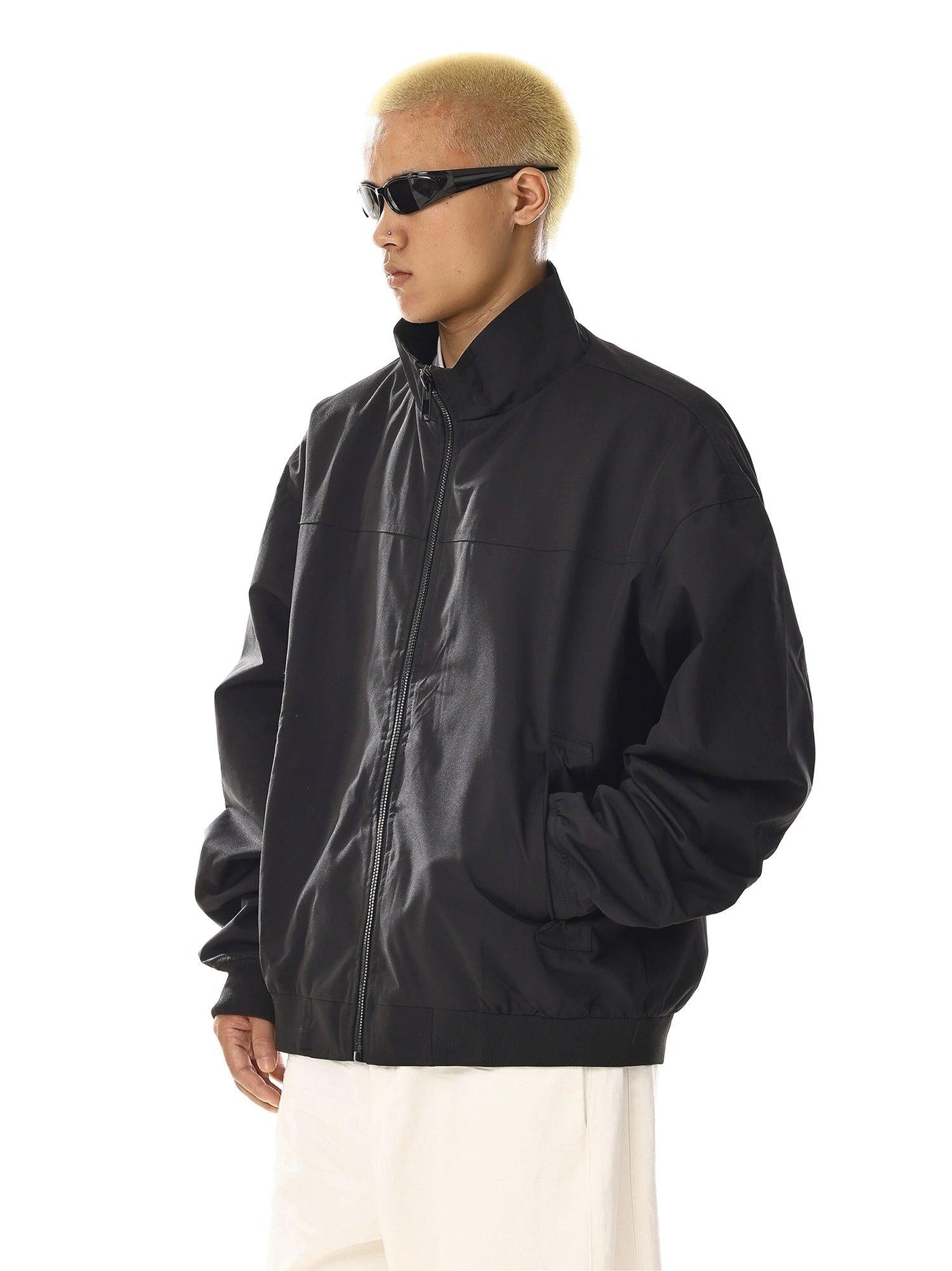 Solid Clean Fit Full-Zip Jacket Korean Street Fashion Jacket By MEBXX Shop Online at OH Vault