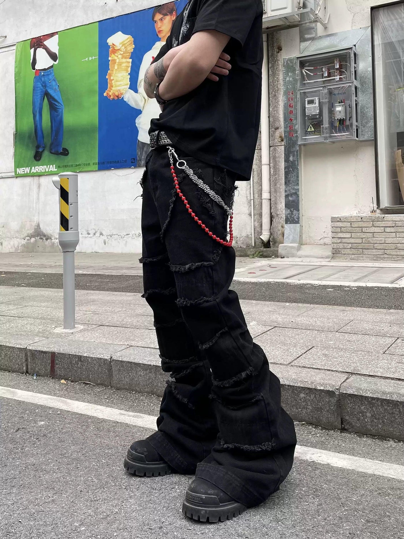 Raw Edge Stitched Bootcut Jeans Korean Street Fashion Jeans By Dark Fog Shop Online at OH Vault