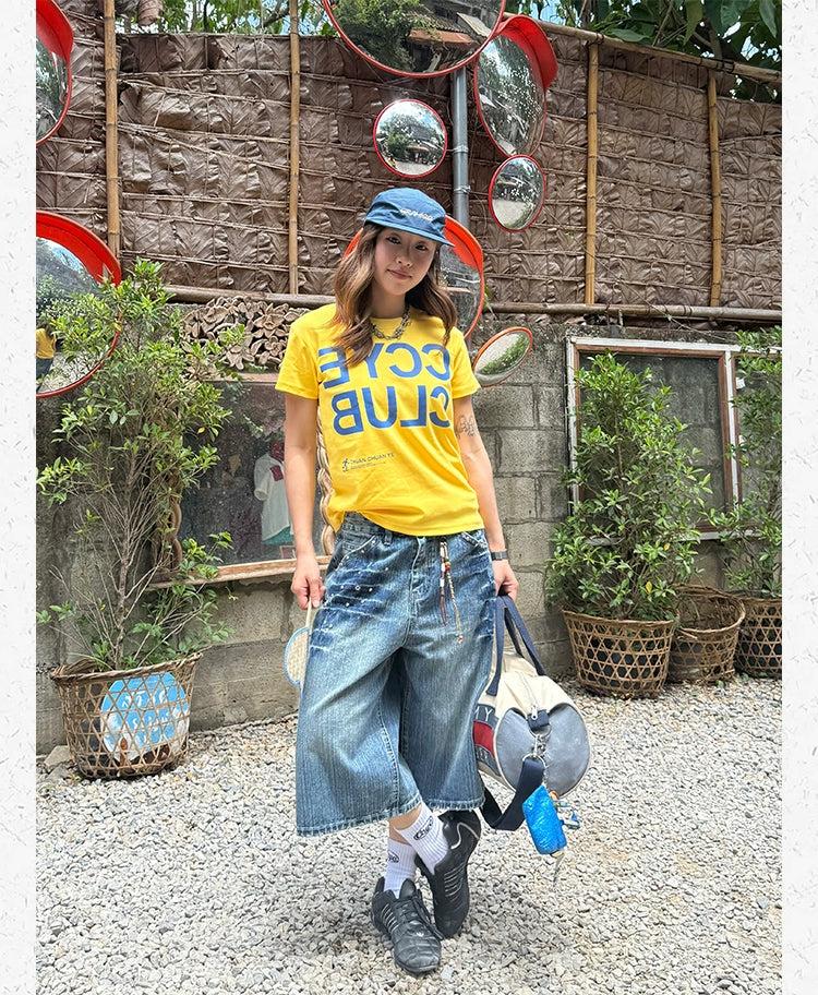 Retro Rivet Faded Denim Shorts Korean Street Fashion Shorts By Made Extreme Shop Online at OH Vault