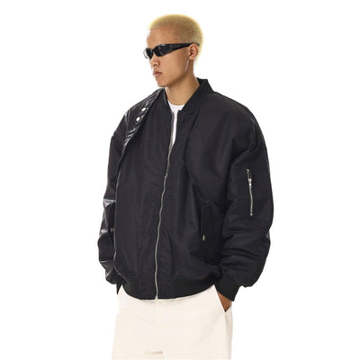 Asymmetric Structured Bomber Jacket Korean Street Fashion Jacket By MEBXX Shop Online at OH Vault
