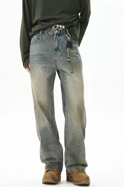 Washed Fade Highlight Jeans Korean Street Fashion Jeans By 77Flight Shop Online at OH Vault