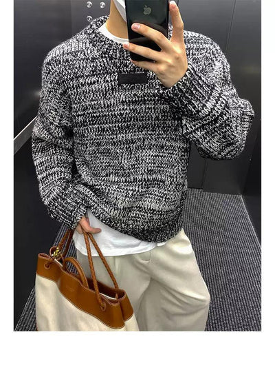 Vintage Textured Contrast Sweater Korean Street Fashion Sweater By Poikilotherm Shop Online at OH Vault