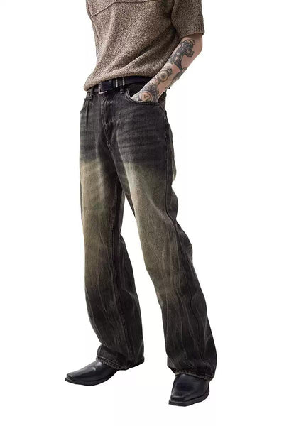 Muddy Faded Straight Leg Jeans Korean Street Fashion Jeans By Ash Dark Shop Online at OH Vault