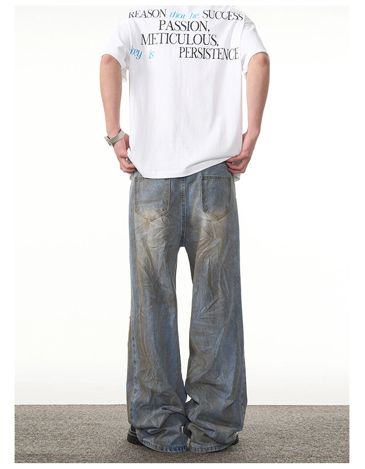 Tie-Dyed & Distressed Flare Jeans Korean Street Fashion Jeans By A PUEE Shop Online at OH Vault