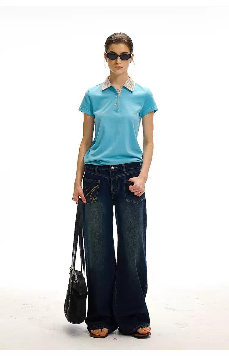 Plaid Collar Slim Fit Polo Korean Street Fashion Polo By Country Moment Shop Online at OH Vault