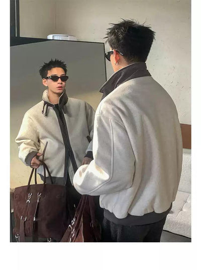 Contrast Hem Strap Detail Jacket Korean Street Fashion Jacket By Poikilotherm Shop Online at OH Vault