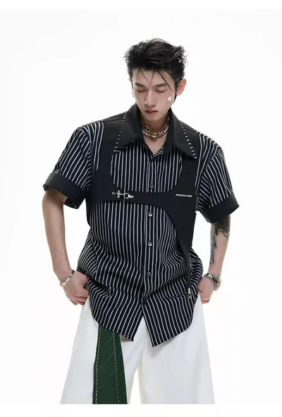 Layered Collar Striped Shirt Korean Street Fashion Shirt By Argue Culture Shop Online at OH Vault