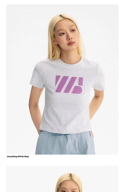 Gradient Logo Cropped T-Shirt Korean Street Fashion T-Shirt By WORKSOUT Shop Online at OH Vault