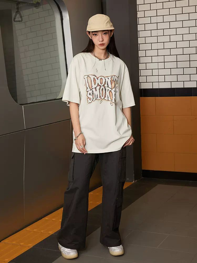 Smoky Logo Long Sleeve T-Shirt Korean Street Fashion T-Shirt By Donsmoke Shop Online at OH Vault