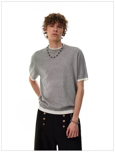 Clean Fit Layered Knit T-Shirt Korean Street Fashion T-Shirt By Mr Nearly Shop Online at OH Vault