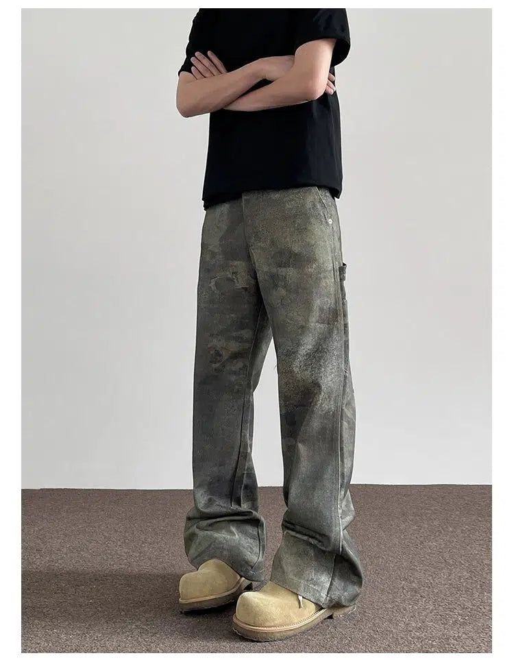 Old Camouflage Slim Fit Jeans Korean Street Fashion Jeans By A PUEE Shop Online at OH Vault