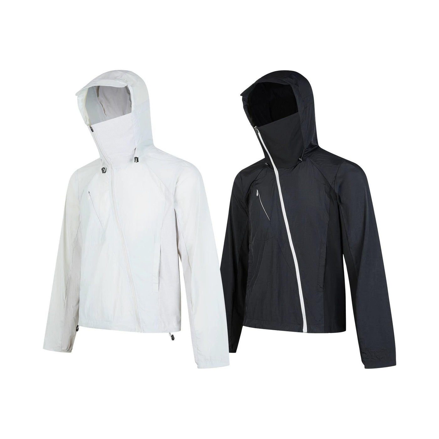 Diagonal Zip Hooded Nylon Jacket Korean Street Fashion Jacket By Made Extreme Shop Online at OH Vault