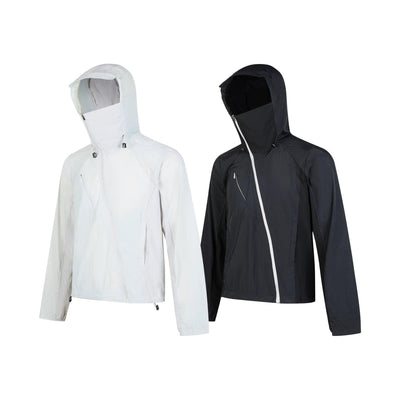 Diagonal Zip Hooded Nylon Jacket Korean Street Fashion Jacket By Made Extreme Shop Online at OH Vault