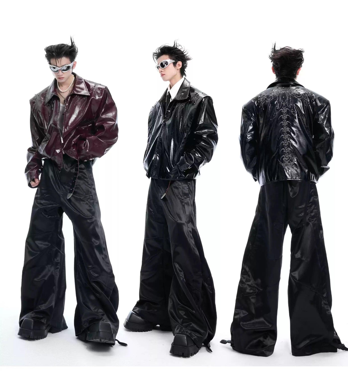Double Zip Shiny PU Leather Jacket Korean Street Fashion Jacket By Argue Culture Shop Online at OH Vault