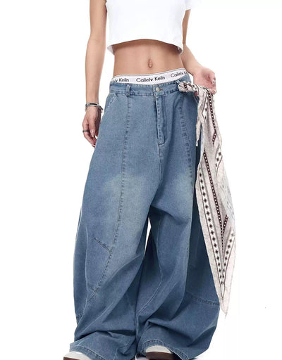 Oversized Washed Buttoned Jeans Korean Street Fashion Jeans By Blacklists Shop Online at OH Vault