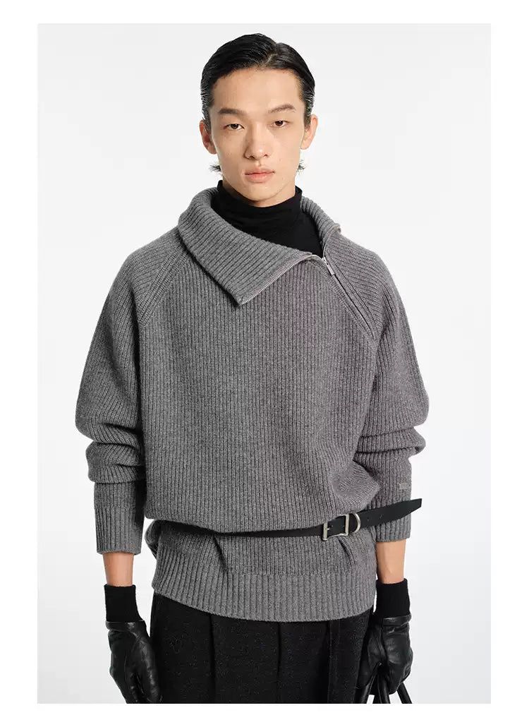 Side Zip Blend Woollen Knit Turtleneck Korean Street Fashion Turtleneck By NANS Shop Online at OH Vault