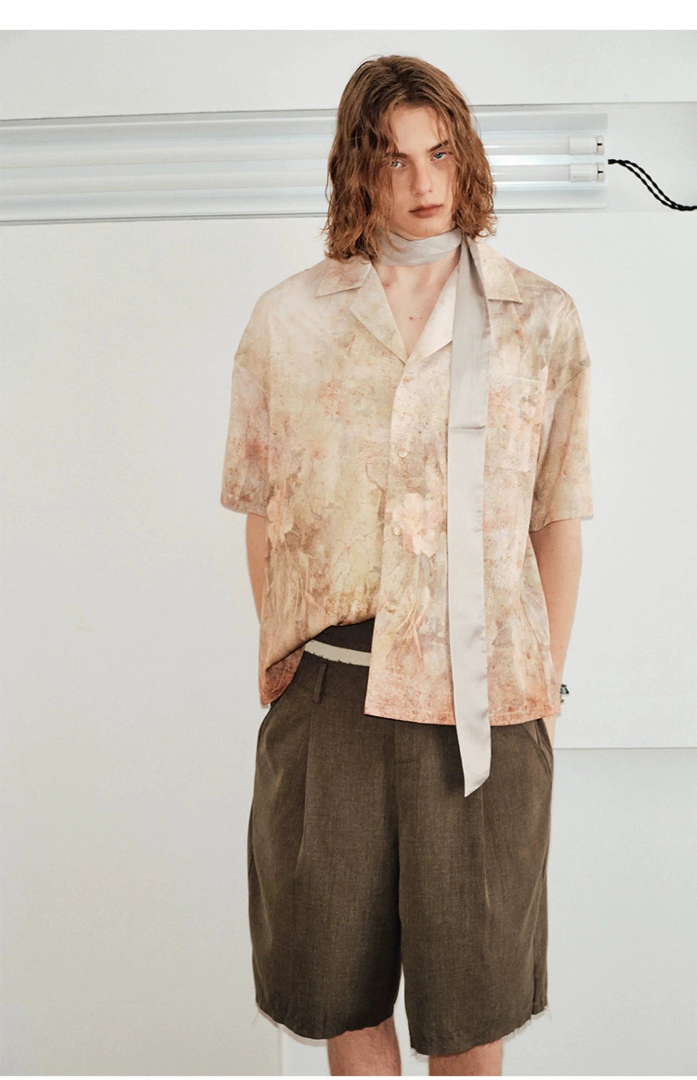 Rust Effect Buttoned Shirt Korean Street Fashion Shirt By Kreate Shop Online at OH Vault