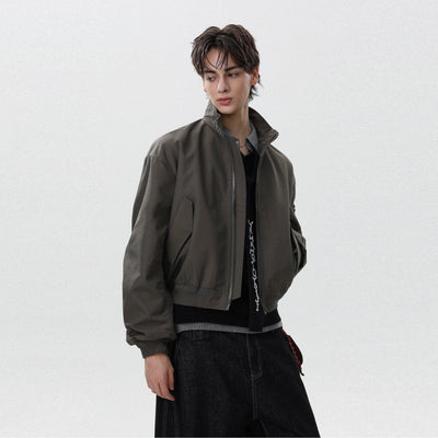 Plain Full-Zip Bomber Jacket Korean Street Fashion Jacket By Mr Nearly Shop Online at OH Vault