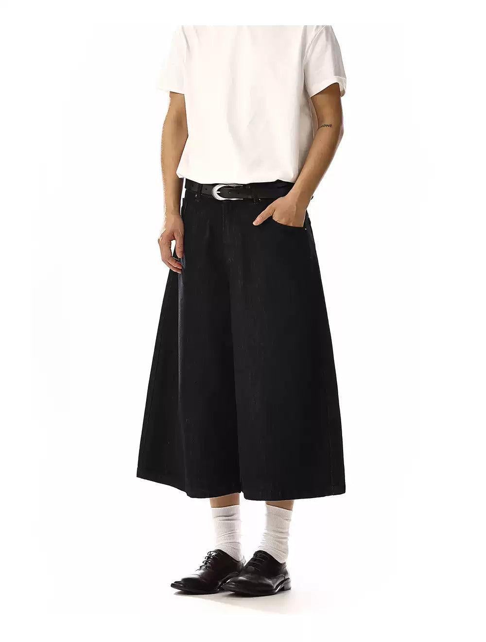 Versatile Wide Mid Length Denim Shorts Korean Street Fashion Shorts By MEBXX Shop Online at OH Vault
