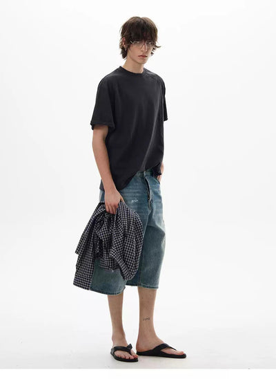 Paint Splatters Workwear Denim Shorts Korean Street Fashion Shorts By 77Flight Shop Online at OH Vault