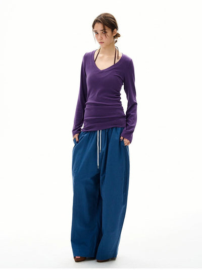 Elastic Waist Baggy Fit Pants Korean Street Fashion Pants By 77Flight Shop Online at OH Vault