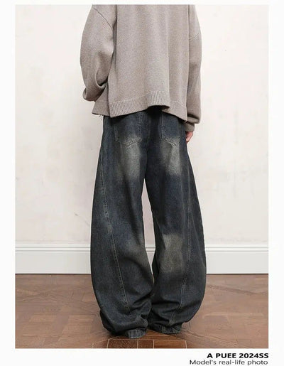 Tie-Dyed Seam Structured Jeans Korean Street Fashion Jeans By A PUEE Shop Online at OH Vault