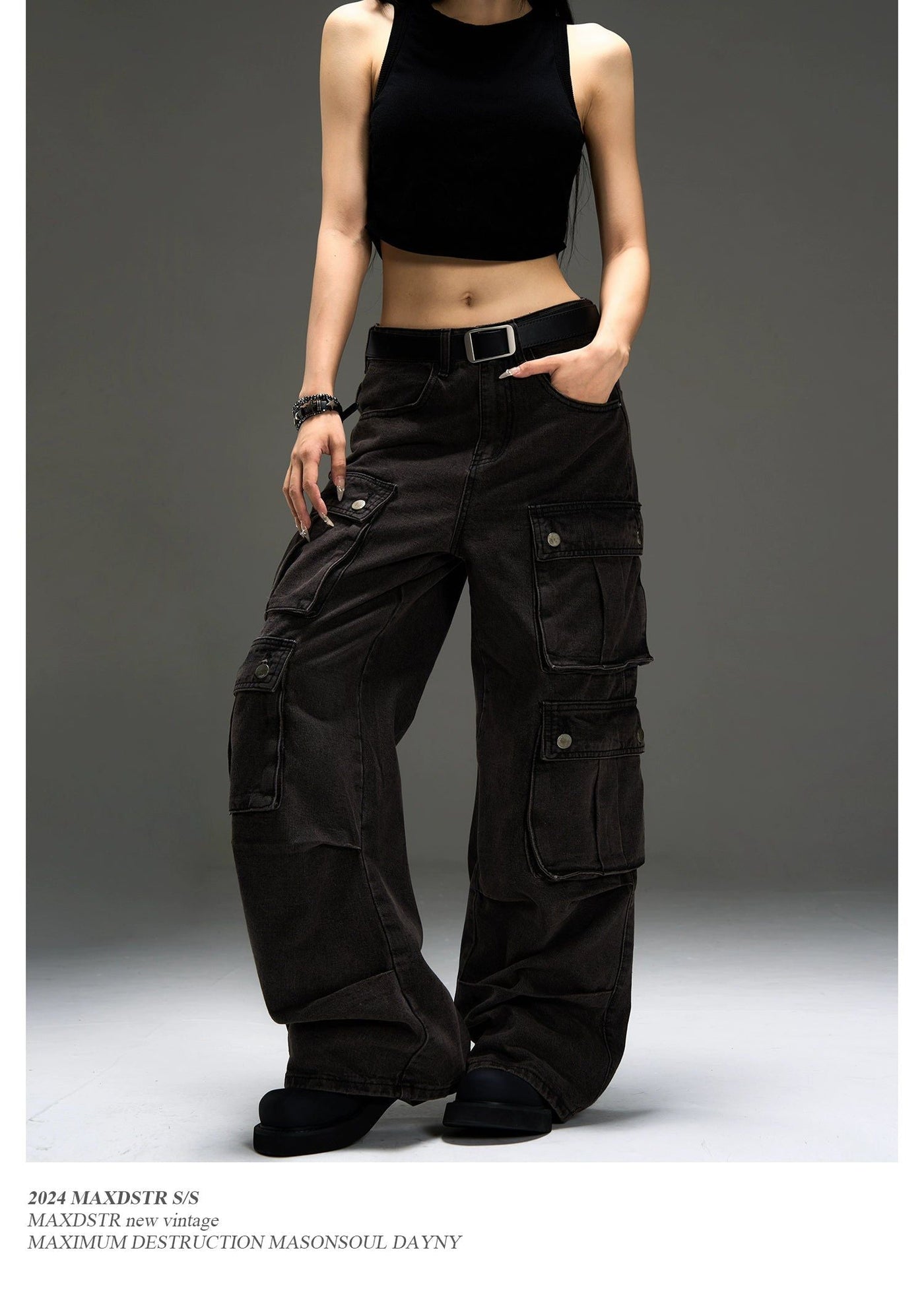 Double-Pocket Loose Cargo Jeans Korean Street Fashion Jeans By MaxDstr Shop Online at OH Vault